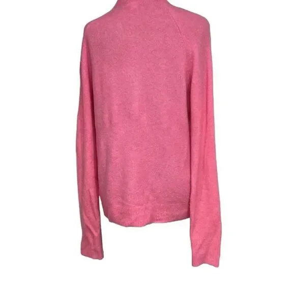 Baby pink J. Crew mock neck wool blend sweater with side collar buttons - Picture 4 of 6
